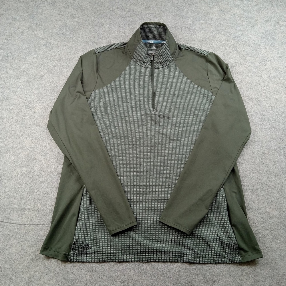 Adidas Pullover Mens XL Green Golf 1/4 Zip Long Sleeve‎ Stretch Top DZ6340